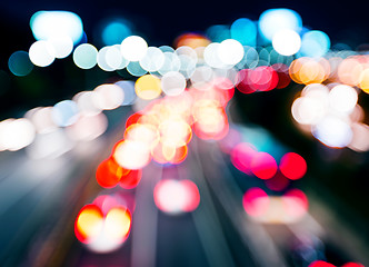 Image showing Blurred unfocused highway view at night