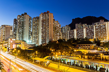 Image showing Kowloon with lion rock at night