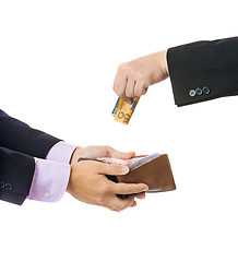 Image showing Give money from businessman to another