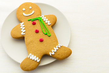 Image showing Gingerbread cookies on white plate