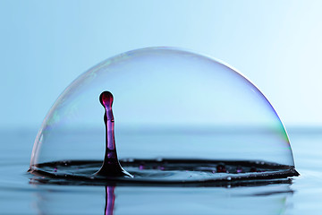 Image showing Water drops in the soap bubble