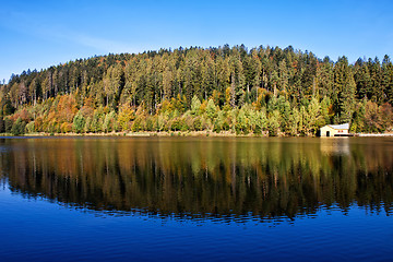 Image showing Lake with reflection of autumn