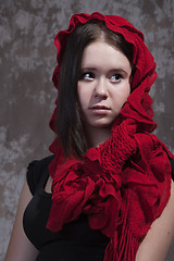 Image showing Girl with red scarf
