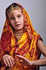 Image showing little girl in traditional Indian clothing and jeweleries