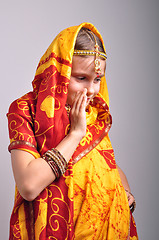 Image showing little girl in traditional Indian clothing dancing