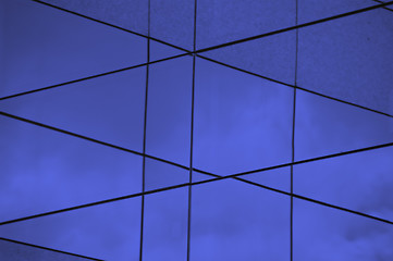 Image showing glass facade blue lines