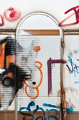 Image showing graffiti on trailer door