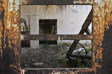 Image showing rusty warehouse door