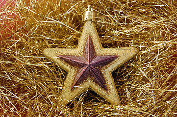 Image showing christmas star golden background