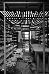 Image showing empty shelves in storage room