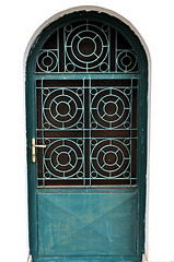 Image showing metal door with concentric circles motif