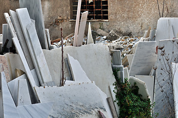 Image showing pieces of marble in factory yard