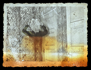 Image showing vintage photo of ghost in haunted house