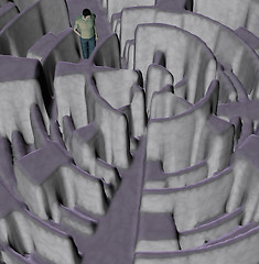 Image showing man lost in maze illustration