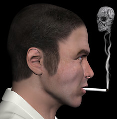 Image showing man and smoke skull 3d illustration