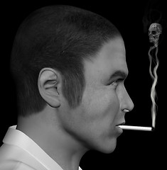 Image showing smoking man and smoke skull