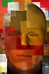 Image showing man portrait with squares pattern 3d illustration
