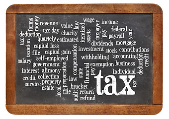 Image showing tax  word cloud on blackboard