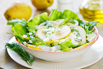 Image showing Pear with Blue cheese and Rocket salad