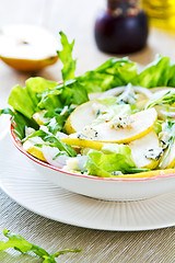 Image showing Pear with Blue cheese and Rocket salad