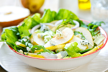 Image showing Pear with Blue cheese and Rocket salad
