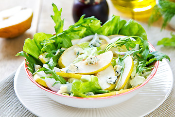 Image showing Pear with Blue cheese and Rocket salad