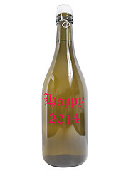 Image showing Bottle of wine Happy 2014