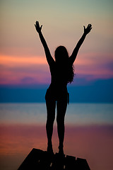 Image showing Silhouette of slim woman