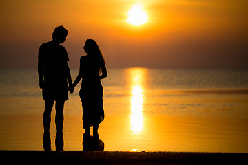 Image showing Silhouette of young couple