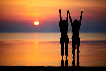 Image showing Silhouettes of two women