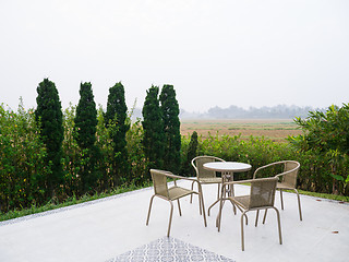 Image showing tea table in garden