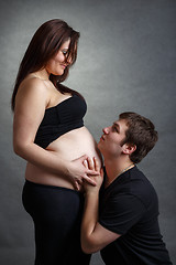 Image showing Loving happy couple, pregnant woman with her husband