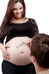 Image showing loving happy couple pregnant woman with her husband