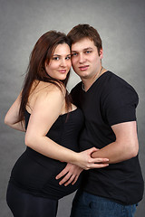 Image showing Loving happy couple, pregnant woman with her husband