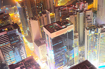 Image showing Night view of Hong Kong downtown