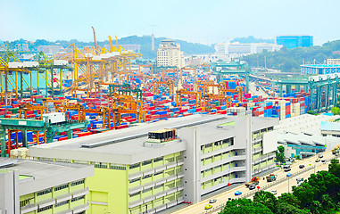 Image showing Aerial view on Singapore port