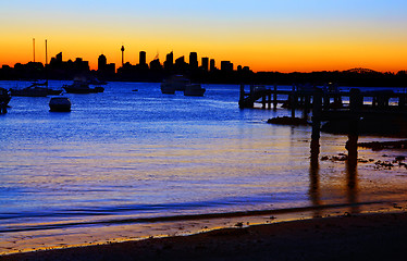 Image showing Sydney Silhouette from Gibsons Beach Vaucluse