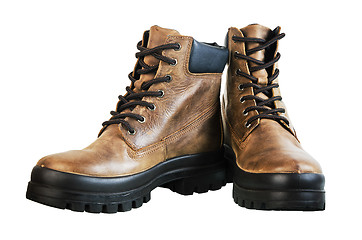 Image showing Leather winter boot. Isolated on a white background