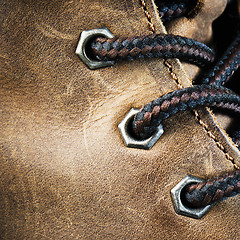 Image showing Brown leather shoe, close-up  