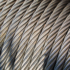 Image showing The ropes braided in bays on an ancient sailing vessel