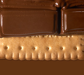 Image showing melting chocolate on shortbread