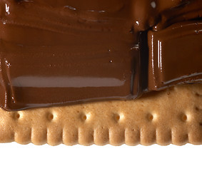 Image showing melting chocolate on shortbread