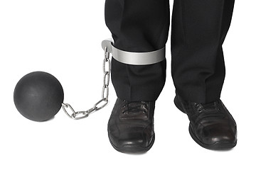 Image showing Businesman with ball and chain