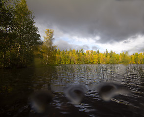 Image showing autumn landscape with the rain