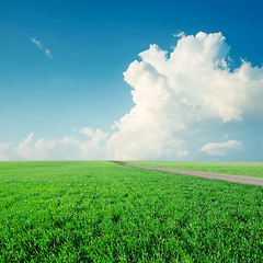 Image showing clouds in blue sky over green grass