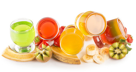 Image showing banana jelly, kiwi and strawberry