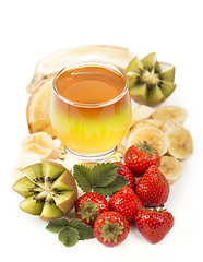 Image showing banana jelly, kiwi and strawberry