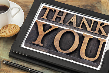 Image showing thank you on digital tablet