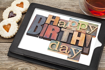 Image showing Happy birthday on digital tablet