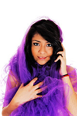 Image showing Girl with purple twill.